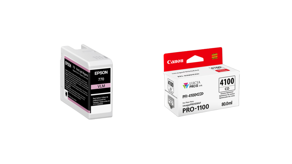 Epson and Canon pigment inks used for giclee' digital archival printing